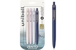 uni-ball Zento - Penna a sfera con inchiostro gel, colore nero, punta media liscia, penne giapponesi colorate, colori discreti