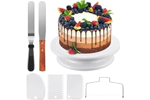 InnoGear Plateau Tournant de Gâteau, avec 2 Spatules à Glaçage, 3 Grattoirs pour la Fabrication de Gâteaux, Décoration