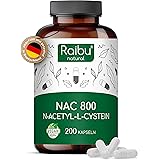 Raibu NAC 800 Kapseln hochdosiert (200 Kapseln x 800mg) I NAC Acetyl L-Cystein in bester Qualität ohne Zusätze in Deutschland