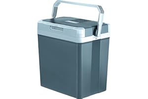 MPM 35-CBM-09Y Glacière Électrique Portable, 30 Litres, 12V / 230V Voiture et Camping, Voyage, Boissons, Bière, Vin, Fruits, Refroidit et Garde au Chaud, Mode ECO, Gris