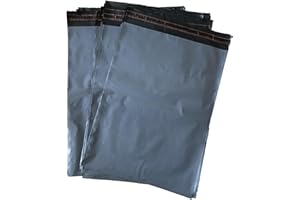 UKPS 50 Grey Colour Plastic Polythene Peel + Seal Mailing Postal Bags Large Size 12 x 16 / 305x405mm Self Seal Packing Packaging Postage Mail Sacks Mailers