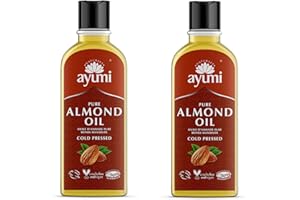 Ayumi Pure Almond Oil, Rich in Fatty Acids to Keep Skin Protected From Dryness & Wrinkles, Alleviates Dry Hair & Scalp Conditions - 2 x 150ml