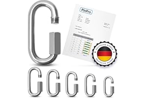 PinPro A4 Edelstahl Schraubverbinder | 5mm - 2 Stück | 790kg Bruchlast | Rostfreier AISI 316 Schraubkarabiner | Kettenverbinder oder Kettennotglied