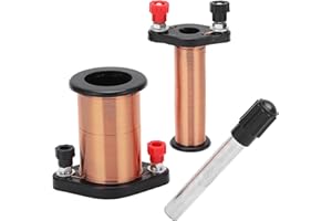 LEOPACAT Electromagnetic Induction Coil, Demonstration Teaching Coil with Primary Secondary Cylindrical Soft Iron Physics Transformer Studying for Laboratory Lenz's law Experiment PVC Brass