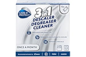 CARE + PROTECT CARE+PROTECT 3en1 Pour Lave-Linge et Lave-Vaisselle - Anti Calcaire - Hygiénisant et Dégraissant - Désodorise - Universel - en Poudre - Prolonge la durée de vie de la Machine - 24 Sachets Pour 24 Mois