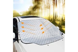 DAOXU Protection Pare Brise Hiver, Protege Pare Brise Givre, Couverture Pare Brise Voiture Universelle pour Voiture Anti Givre, Glace, Neige, Pluie et Soleil, Repliable, 193 * 126cm, 4 magnétique