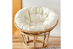 BAITANG Round Chair, Cushion for Chair, Cushion, Polyrattan Chair, Hanging, White, 120 x 120 cm