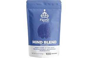 HYBRID HERBS - Mind Blend 10X Strength - Nootropic Brain Supplement for Focus Memory & Concentration with Lions Mane, Tremella & Reishi | HIGH Potency 10:1 Extract - 100 Servings (100g)