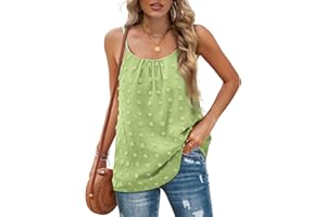 Aokosor Vests for Women Summer Tops Adjustable Strap Swiss Dot Chiffon Sleeveless Tank