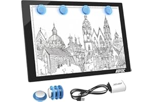 IMAGE Leuchttisch A4 Led Licht Pad magnetisches Zeichenbrett dimmbarer Leuchtkästen mit Drucktaste Copy Board zum Zeichnung Diamond Painting Skizzieren Malen Animation