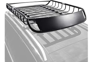 ‎DREAMADE DREAMADE Auto Dachkorb Universal, Dachgepäckträger schwarz, Dachträger, Dach Gepäckträger, Gepäckkorb aus Stahl, Autodach Gepäckträger Regal, Schwarz