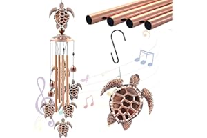 FuxFuis Carillon à Vent en Metal, Carillon Éolien Extérieur Carillons de Jardin Tortues Carillons Décoratifs d'Extérieur Grand Carillon Tubes Metalliques Carillon de Sorcière pour Terrasse, Balcon