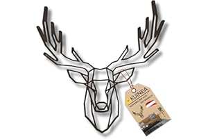 KUINEA Deer Wall Decoration Wood [Colour Anthracite] I Decoration for Home, Office, Bedroom, Living Room and Kitchen I Wall Picture