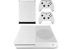 DOTBUY Xbox One S Autocollant Console Decal Vinyl Skin Sticker + 2 Autocollant Manette + 1 Autocollant Kinect Set (Carbon Fiber White)