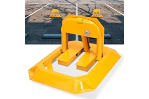 Eulenke 1 cerradura de aparcamiento con 3 llaves, Barrera de Parking con 4 tornillos de expansión, Barrera de estacionamiento Plegable, amarillo cerradura universal para aparcamiento