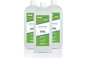 FERDOCLEAN isopropanol 99% 3000ml | Limpiador de alcohol IPA solvente 3 x 1L para el hogar, la cocina, el automóvil y más | Detergente desengrasante