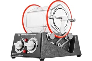 TOTEBOX Jewelry Polisher, Rotary Rock Tumbler Kit, 3kg 6.6Lbs Capacity Jewelry Polishing Finishing Machine with Glass Barrel Lock Buckle, 45W Adjustable Speed Mini Polisher for Rock Stone Coins