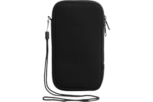 Batheidon Neopren-Handyhülle mit Umhängeband – Universalhülle für Smartphones bis 6,5 Zoll, einfache Handytasche, mit Extrafächern für Karten, Geld etc., Schwarz