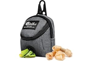 MultiValue Bolsa de golosinas para perros, bolsa multifuncional para entrenamiento de perros, bolsa de golosinas de tela Oxford, impermeable, bolsa para golosinas con dispensador de bolsas para