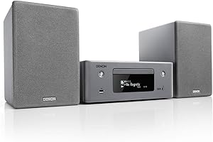 Denon CEOL N-10 Kompaktanlage, HiFi Verstärker mit 2-Wege Lautsprechern, CD-Player, Internetradio, Musikstreaming, HEOS Multiroom, Bluetooth, WLAN, AirPlay 2, Alexa Kompatibel, 2 Optische TV-Eingänge
