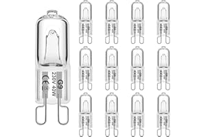 ‎WESHLMPO WeshLMPO Glühbirne G9 12 Stücke Halogen G9 40W Dimmbar Halogen Leuchtmittel G9 230V 2700K für Backofen 300 Grad.