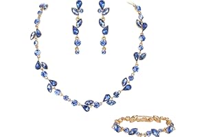 EVER FAITH Kristallsmyckeset elegant marquise och rundslipade strassblad halsband, örhängen och armband set för kvinnor