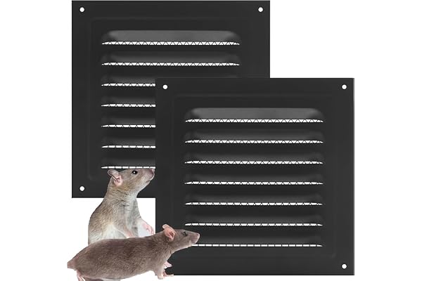 Svart Luftventilskydd, 2 Stk Loftventil Taklistventil Väggventil Metallskjulsventil Fyrkantig Ventillucka Ventilgaller med Inbyggd Insektsskydd för Exteriör Dörr Takloft Garage Tak, 15cmx15cm