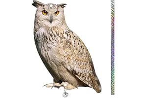 Wukesify Owl Decoys for Birds Deterrents | Fake Owl Decoy Reflective Bird Scarecrow Sculpture,Fake Owl to Scare Birds Away from Gardens, Window, Trees and More