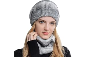 TAGVO Conjunto Set de Bufanda y Gorro de Punto Calentar Beanie Sombrero Gorras y Bufanda de Suave Invierno para Mujer Corriendo Bicicleta Excursionismo Deportes