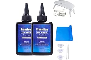 FRENSHION Lampe UV + 200g formule de mise à niveau résine UV rigide à faible viscosité + coussin, résine UV boucles d'oreilles Bijoux Starter Kit collier bracelet fabrication, moulage et revêtement bricolage