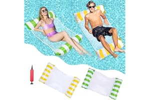 OUSINBY Pool Float Hammock 2 Pack,Inflatable Water Hammock Pool Bed Swimming Pool Hammock Floating Chair Bed with Infloator Pump for Swimming Pools Hot Tub Beach Summer (Blue+Pink)