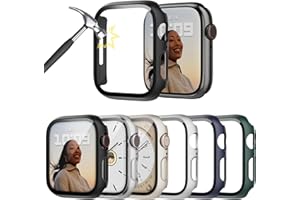 Lovmunia 6-Stück Hard Gehäuse mit Displayschutzfolie Kompatibel mit Apple Watch SE/6/5/4 40mm, Rundum PC Ultradünne Schutzhülle Eingebaut Kratzfest Gehärtetes Glas Schutzfolie für iWatch 40mm