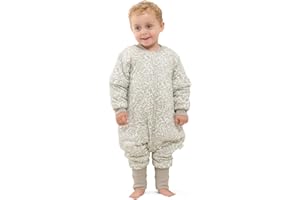 MOSEBEARS Śpiwór niemowlęcy z ciepłą podszewką, zimowy śpiwór dla dzieci, zdejmowane rękawy, dla chłopców i dziewczynek, uniseks (liść, 18-36 miesięcy, wzrost dziecka 85-95 cm)