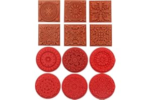 HOSHISEA 12 sellos artesanales de madera, sellos vintage con motivos de flores, para tampones, álbumes de bricolaje, álbumes de fotos y tarjetas de invitación