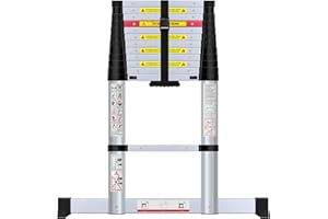 WolfWise 3,8m Scala telescopica, 150 kg Nero Capacità portante con barra stabilizzatrice multifunzione