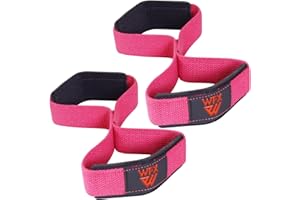 WFX Paski do podnoszenia ciężarów wyściełana figura 8 wsparcie nadgarstka opaski na siłownię mężczyźni kobiety fitness kulturystyka podwójna pętla trening ciężki trening trójbój siłowy hantle przysiady