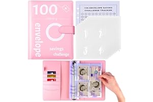 OOTTOK 100 Envelopes Saving Challenge UK - Money Saving Book as Cash Stuffing, Money Saving Challenge,Savings Binder, Money Saving Envelope for Laminated Budgeting Planning Tracker (Pink)