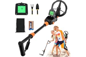 KOOEURU Metal Detector Bambini, Leggero Metal Detector per Bambini Regolabile ad Alta Sensibilità con Display LCD e Indicazione SUONO, Bobina Impermeabile IP68, per Regalo Principianti E Bambino