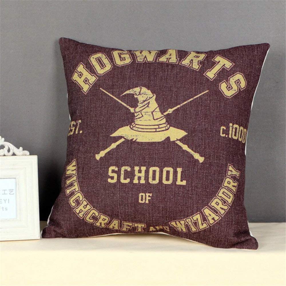Harry-Potter-Hogwarts-School-Witchcraft-Wizardry-Zauberer-Kopfkissenbezug-Kissen-Hlle
