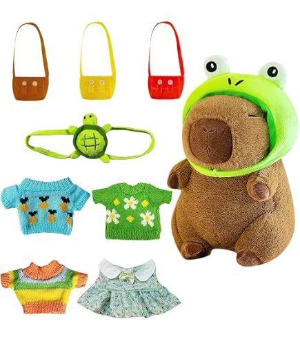 Capybara Peluche 13 Pièces – 23 Cm Avec Vêtements Et Accessoires, Ensemble De 12 Décos Pour Enfant, Cadeau Tendance