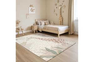 the carpet Jungle Kids - Alfombra para habitación Infantil, Alfombra Infantil, Efecto 3D, Fácil de cuidar, Resistente, Jirafa, 120 x 170 cm