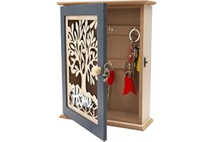 VOSSOT porta chiavi da muro per casa, cassetta portachiavi da parete, portas chiavi ingresso casa, portachiavi da parete, cassetta portas chiavis da muro con 6 ganci, grande per gioielli,sciarpe