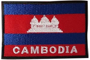 ELLU Toppa con bandiera della Cambogia, termoadesiva e da cucire, con stemma cambogiano ricamato