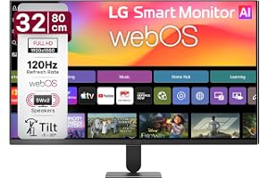 LG 32U501SB 80 cm (32 Inch) Full HD (1920x1080) Smart Monitor with webOS26, 120Hz, Wi-Fi, Bluetooth, Miracast, AirPlay, Speakers 5WX2, HDMI, USB-A, Slim Stand, 3-Side Virtually Borderless (Black)