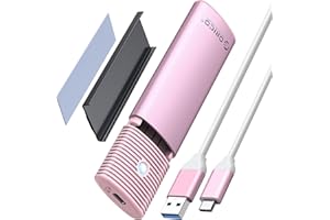 ORICO Boîtier SSD M.2 NVMe SATA Adaptateur, USB-C 3.2 Gen 2 10Gbps NVME PCIe, 5Gbps NGFF SATA M-Key(B+M Key) 2230/2242/2260/2280, Aluminum Externa Lecteur M2 Disque Dur, Support UASP- PWDM2G2A-PK