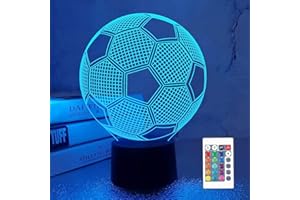 BringLuck2U Foot Veilleuse Enfant, 3D Led Football Lampe De Chevet Enfant 16 Couleurs Changeantes Avec Télécommande, Decoration Chambre Anniversaire Surprise Cadeau Garcon 7.8.9.10 Ans