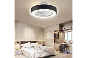 Lightakai Deckenventilator mit Licht, 22'' Kreisförmige Kronleuchter Deckenventilator LED Deckenleuchte Leise Ventilator Pendelleuchte 3 Farben Beleuchtungsmodi Für Wohnimmer Schlafzimmer