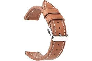 Berfine Miękkie paski do zegarków ze skóry garbowanej roślinnie, zamiennik paska do zegarka, szerokość do wyboru: 18 mm, 20 mm, 22 mm lub 24 mm