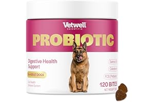 JOINTSURE Vetwell Probiotics for Dogs - 120 Chews, Digestive Care with Dog Probiotics Enterococcus Faecium, Colostrum from Bovine, Prebiotic Chicory Inulin, Liver Flavour Dog Probiotic Supplements