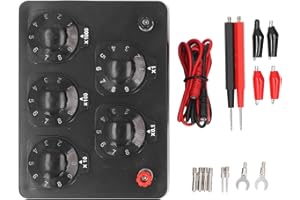 WOHPNLE Variable Resistors, Abs Adjustable Decade Resistance Box with Connecting Wire Resistor Substitution Box 0 to 9999.9ohms Resistors Assortment Kit Potentiometer